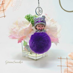 Keychain Cute Monchichi Rabbit Fur Ball